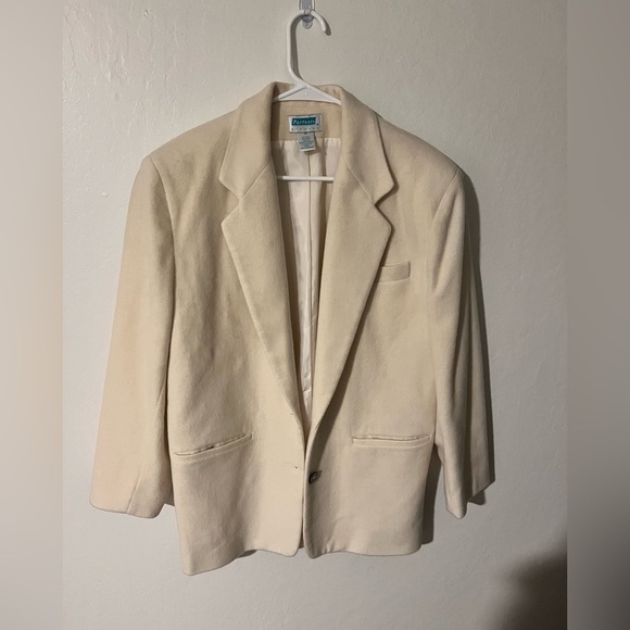 Vintage Partners Mervyns Cream Blazer Size M 65% Wool/35% Nylon - Picture 1 of 5